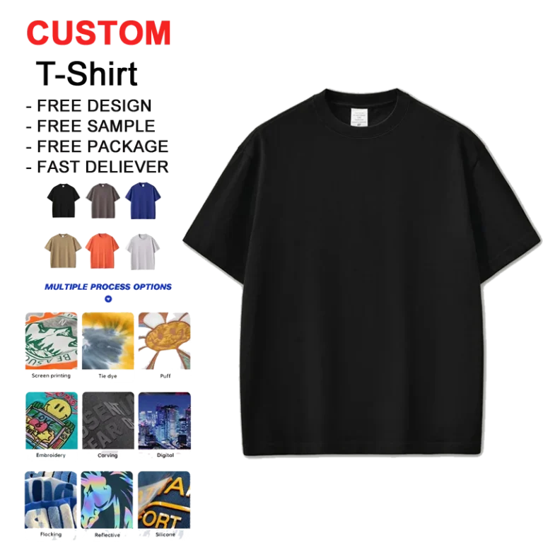 Custom-100-Cotton-Boxy-T-Shirt-280gsm-Mock-Neck-Heavy-Oversized-Solid-White-Blank-Mens-Printing-Anti-Pilling-1
