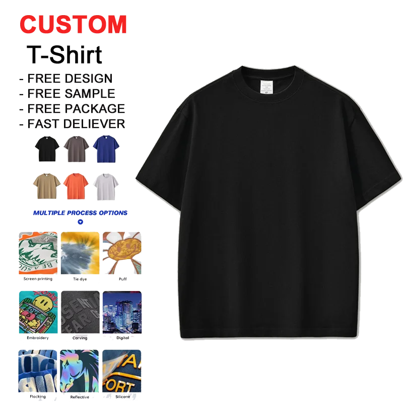 Custom-100-Cotton-Boxy-T-Shirt-280gsm-Mock-Neck-Heavy-Oversized-Solid-White-Blank-Mens-Printing-Anti-Pilling-1