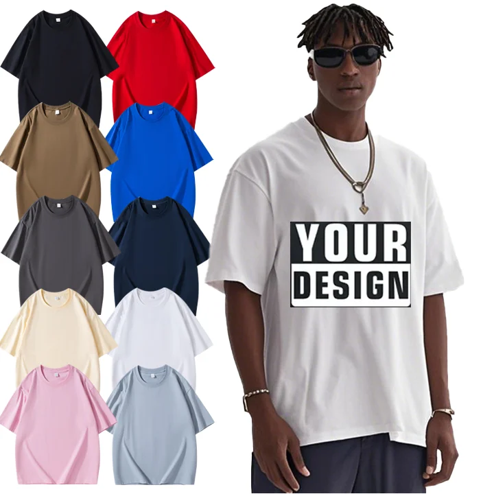 Custom-100-Cotton-Casual-Mens-T-Shirt-230g-Heavyweight-Oversized-Embossed-Embroidered-Breathable-Puff-Printed-Plus-Size-1