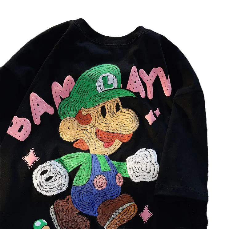 Custom-100-Cotton-Casual-Puff-Print-Cartoon-Pattern-Oversized-Quick-Dry-Breathable-Mens-T-Shirts