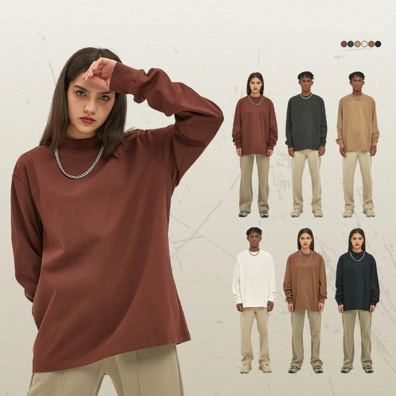Custom-100-Cotton-Double-Layered-Long-Sleeve-T-shirt-345g-Heavy-Weight-Oversized-Long-Sleeve-T-shirt-for-Men