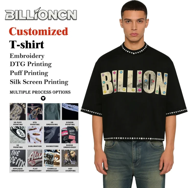 Custom-100-Cotton-Oversized-Drop-Shoulder-Boxy-T-shirt-Heavyweight-Cropped-Vintage-Short-Rhinestone-Distressed-Mens-T-shirt