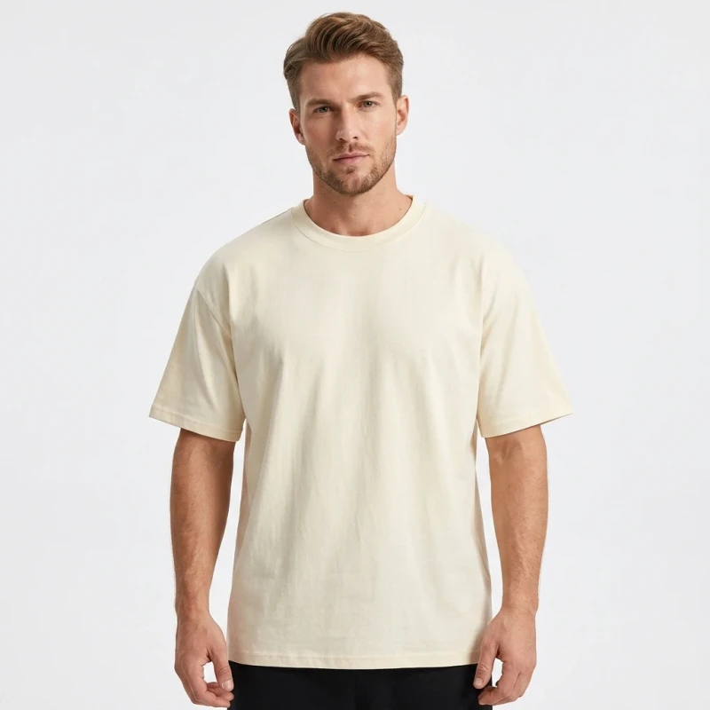 Custom-200g-Crew-Neck-Short-Sleeve-Cotton-Sweater-Shirt-Workwear-Style-T-Shirt-with-Custom-Printed-Logo