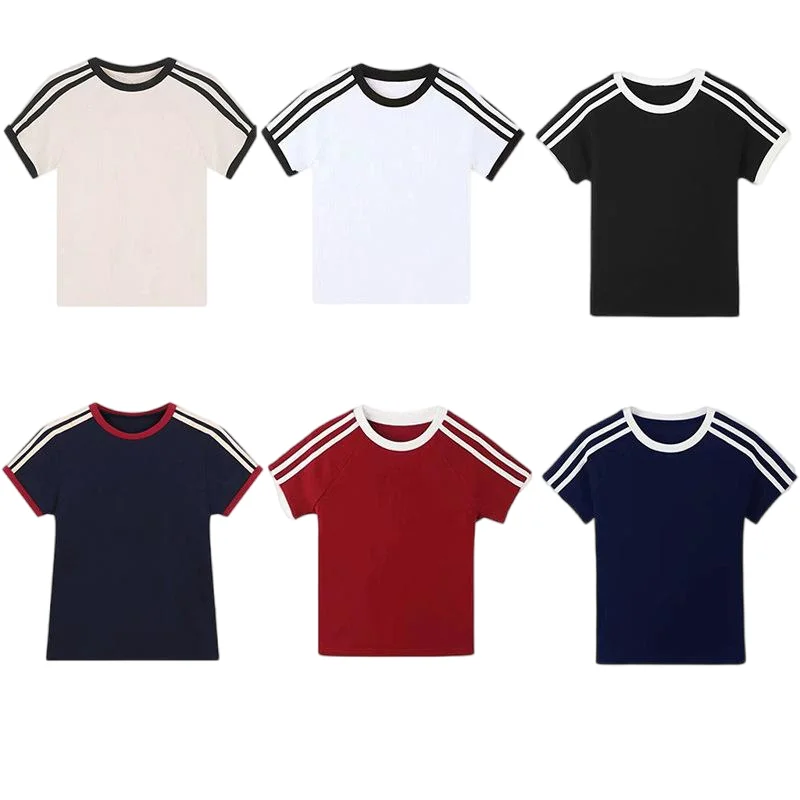 Custom-220-Gsm-Baby-Girl-Tee-Plain-Summer-Cotton-Tight-Slim-Fit-White-T-Shirt-Y2K-Shirts