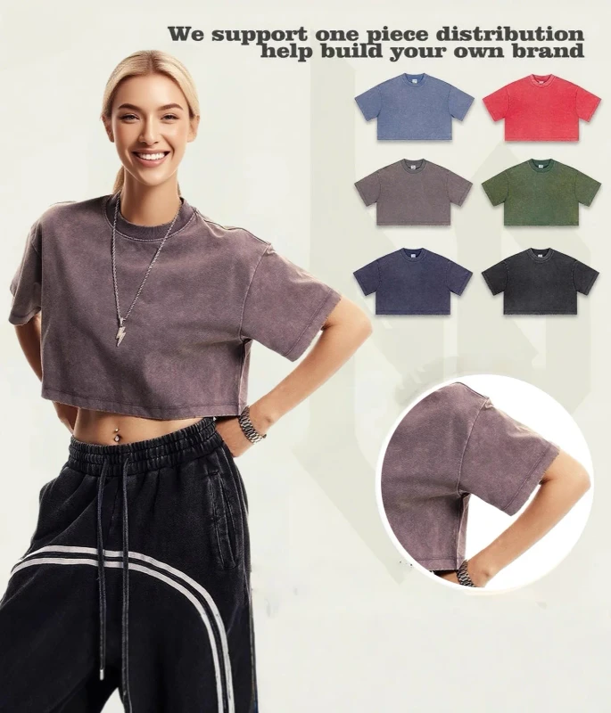 Custom-230gsm-Casual-Loose-Fit-Blank-Oversized-Acid-Wash-Crop-Top-Tshirts-Womens-Mens-T-shirt-Boxy-Cropped-T-Shirt-Men