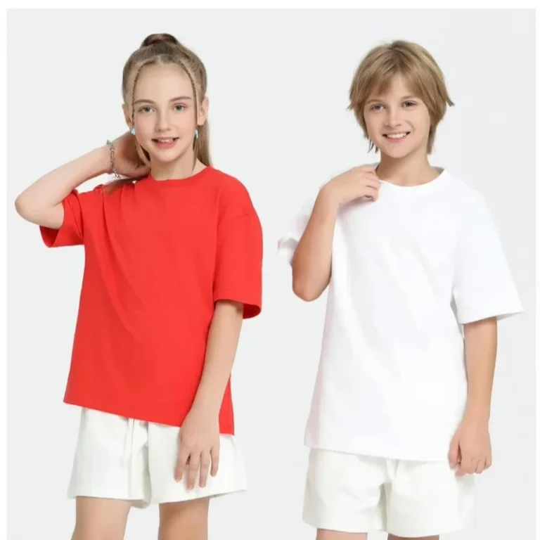 Custom-240G-Silk-Screen-Printed-Blank-Casual-Solid-Oversized-Kids-100-Cotton-Eco-Friendly-Breathable-Short-Sleeve-T-Shirt