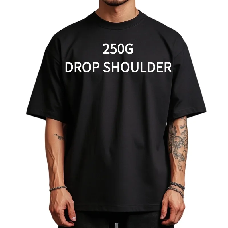 Custom-250gsm-Drop-Shoulder-Graphic-Heavyweight-T-Shirt-Blank-Heavy-Cotton-Streetwear-Boxy-T-Shirts-Mens-Oversized-T-Shirt
