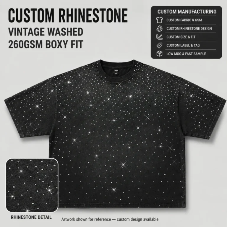 Custom-260gsm-Rhinestone-Washed-Vintage-Tee-Mens-Cotton-Boxy-Cropped-Short-Sleeve-T-shirt-for-Men-Streetwear-Manufacturer