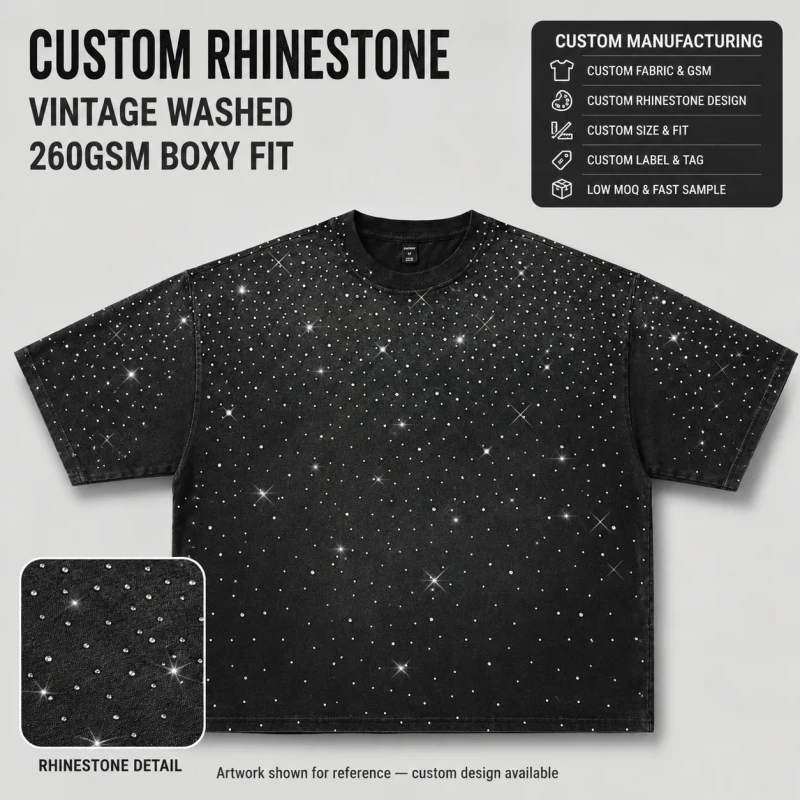 Custom-260gsm-Rhinestone-Washed-Vintage-Tee-Mens-Cotton-Boxy-Cropped-Short-Sleeve-T-shirt-for-Men-Streetwear-Manufacturer