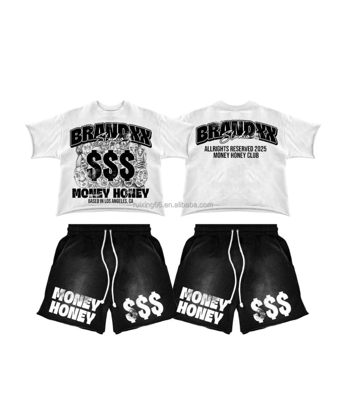 Custom-280gsm-Heavyweight-100-Cotton-Graphic-Tee-Set-Men-DTG-Print-Boxy-Cropped-T-Shirt-and-Shorts-2-Piece-Set