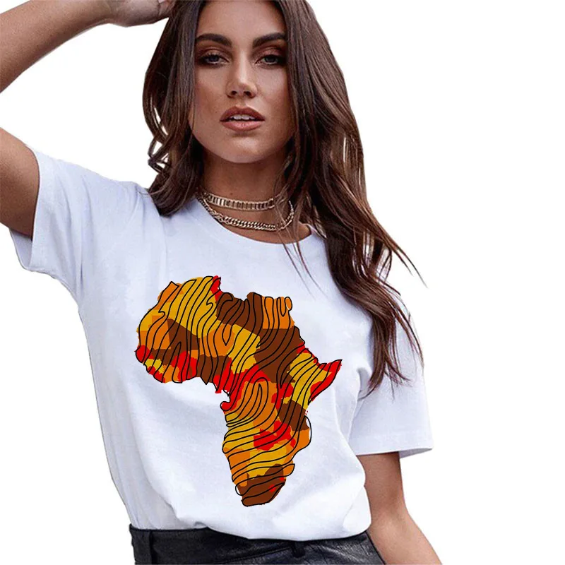 Custom-Africa-Map-Graphic-Feminist-Women-T-shirts-Summer-Harajuku-Female-Tops-Tee-Girl-White-Printed-Plus-Size-Clothes-Girl-Tee