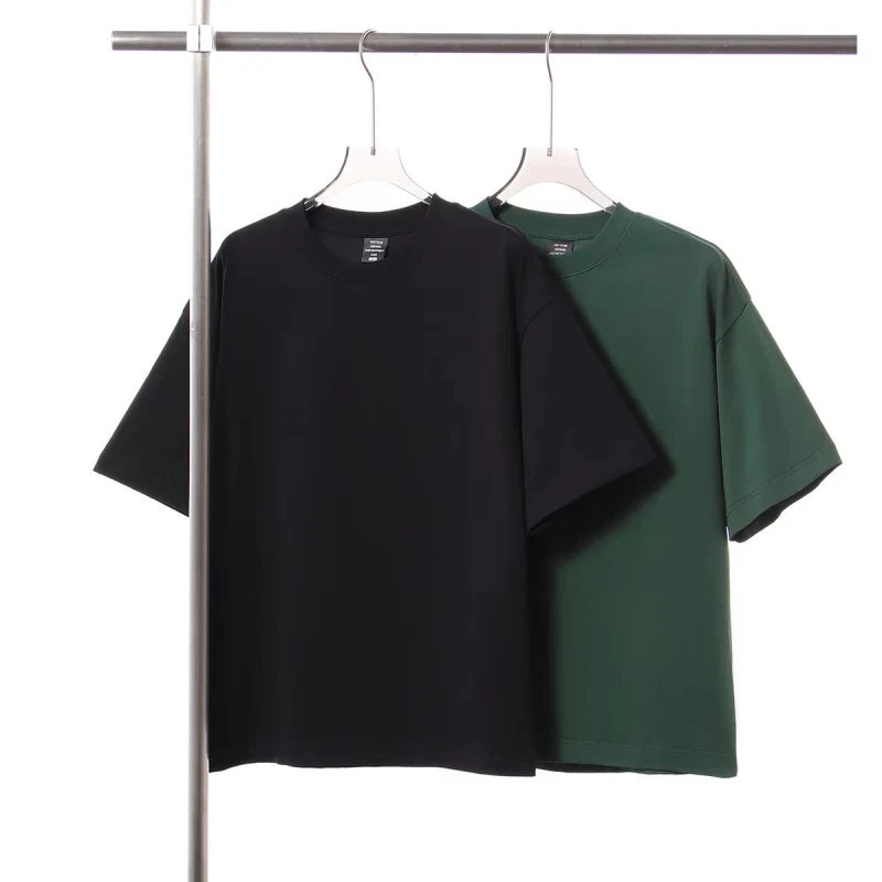 Custom-American-Style-250g-100-Cotton-Drop-Shoulder-Crew-Neck-Short-Sleeve-Solid-Color-T-shirt-for-Men