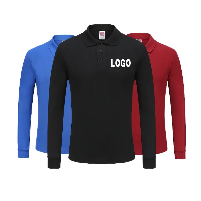Custom-Blank-Regular-Mens-100-Pure-Cotton-Polo-T-Shirt-Long-Sleeved-Shirt-Embroidered-Printing