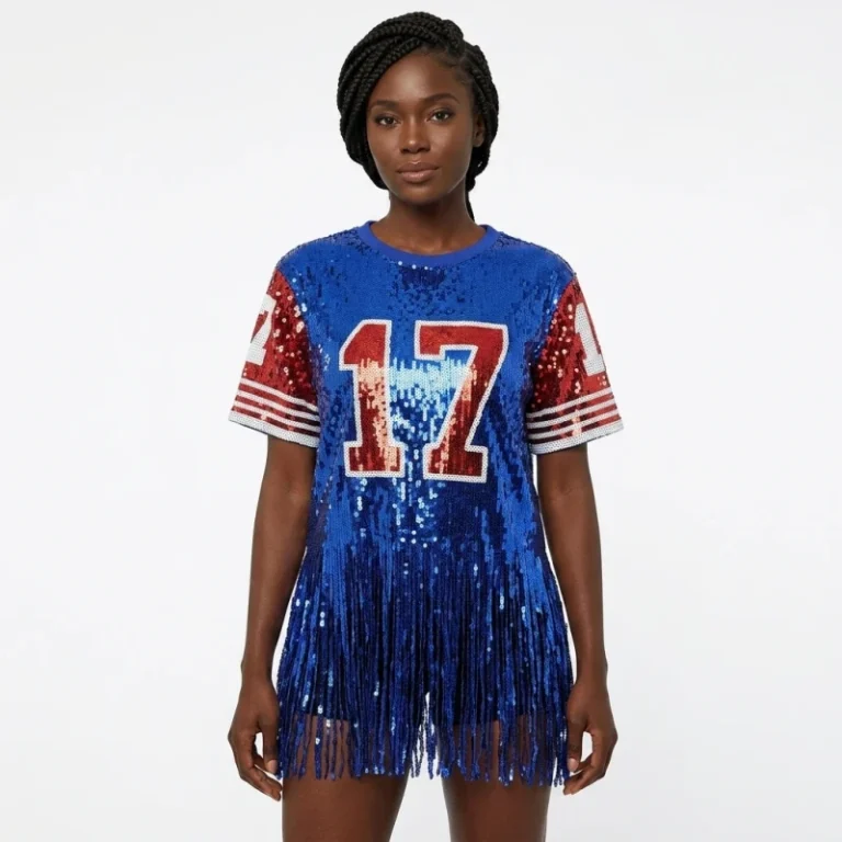 Custom-Blue-Buffalo-17-Tassels-Sequin-Jersey-Top-Personalized-Game-Day-Short-Sleeve-Loose-Fringed-Sequin-T-shirt