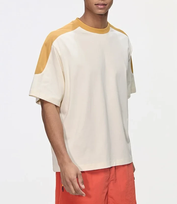 Custom-Boxy-Short-Wide-Cool-Quick-Drying-Breathable-Eco-Friendly-Summer-Short-Sleeve-T-shirt-Color-Blocking-Antibacterial-Fabric