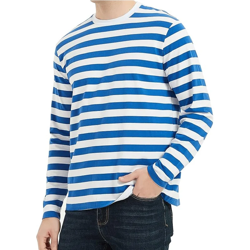 Custom-Breathable-Drop-Shoulder-Vintage-Long-Sleeve-Casual-Gym-Athletic-Sports-Striped-T-Shirt-for-Men