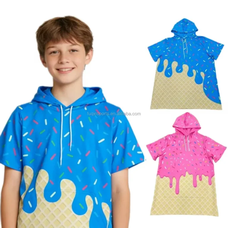 Custom-Breathable-Ice-Cream-Design-Hooded-Drawstring-Hoodie-Short-Sleeve-T-Shirts-Kids-Plus-Size-Retro-Baseball-Uniforms