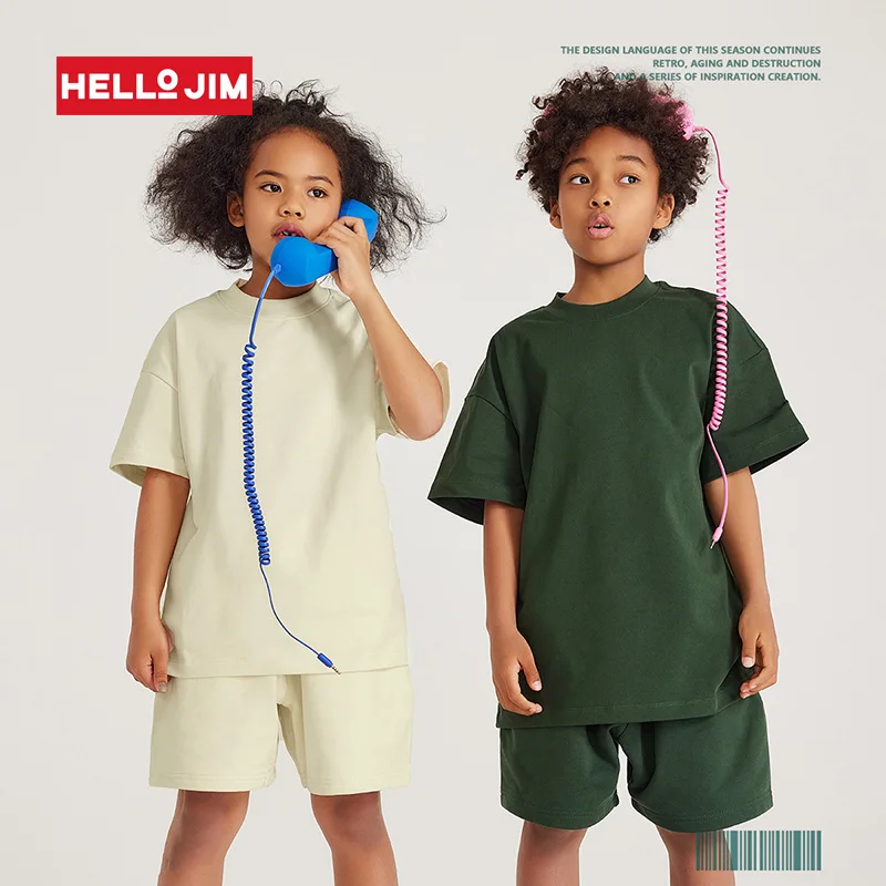 Custom-Children-T-Shirt-230g-300g-100-Cotton-hight-quality-Drop-Shoulders-Plain-Kids-Oversized-T-shirt