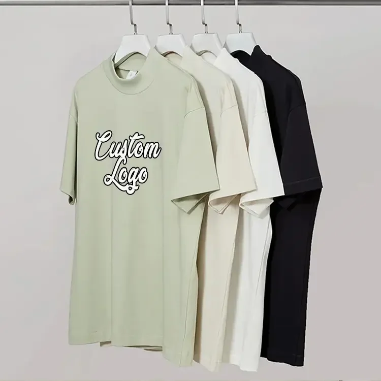Custom-Clothing-Mens-Vintage-Long-T-Shirts-280GSM-Heavy-Cotton-Oversized-Drop-Shoulder-High-Neckline-Printed-Tee