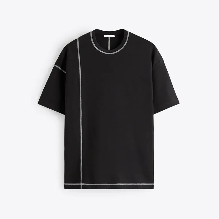 Custom-Contrast-Color-Four-Needle-Six-Thread-Knitted-100-Cotton-Oversized-Drop-Shoulder-Quick-Dry-Crew-Neck-Blank-Mens-T-Shirt