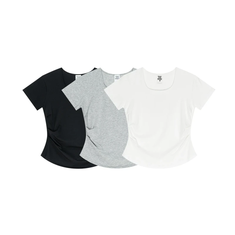 Custom-Cotton-Short-Sleeved-Short-Crop-Top-T-Shirt-Casual-Solid-Color-Women-Crewneck-T-shirt