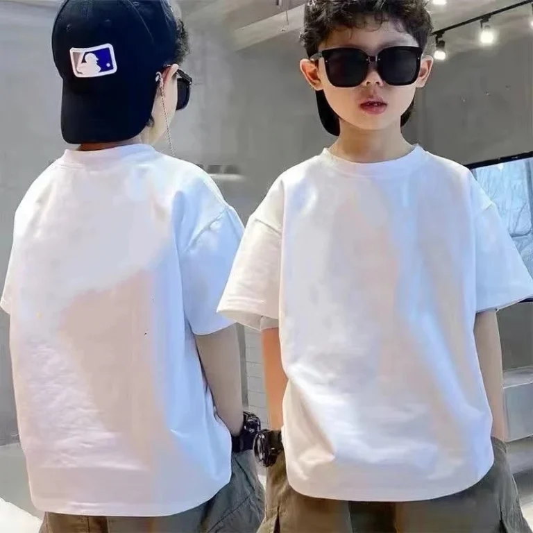 Custom-Cotton-Tee-Graphic-T-shirt-Drop-Shoulder-Oversized-T-shirt-Kids-Plain-Kids-t-Shirt
