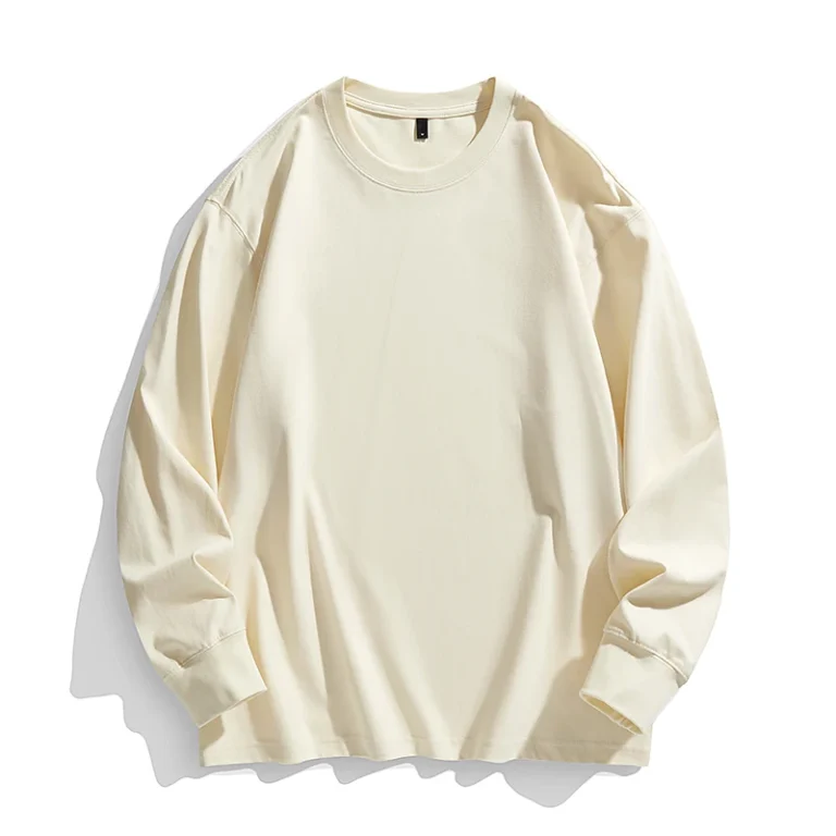 Custom-Designed-Blank-Oversize-White-Cotton-Long-Sleeve-T-shirt-for-Men