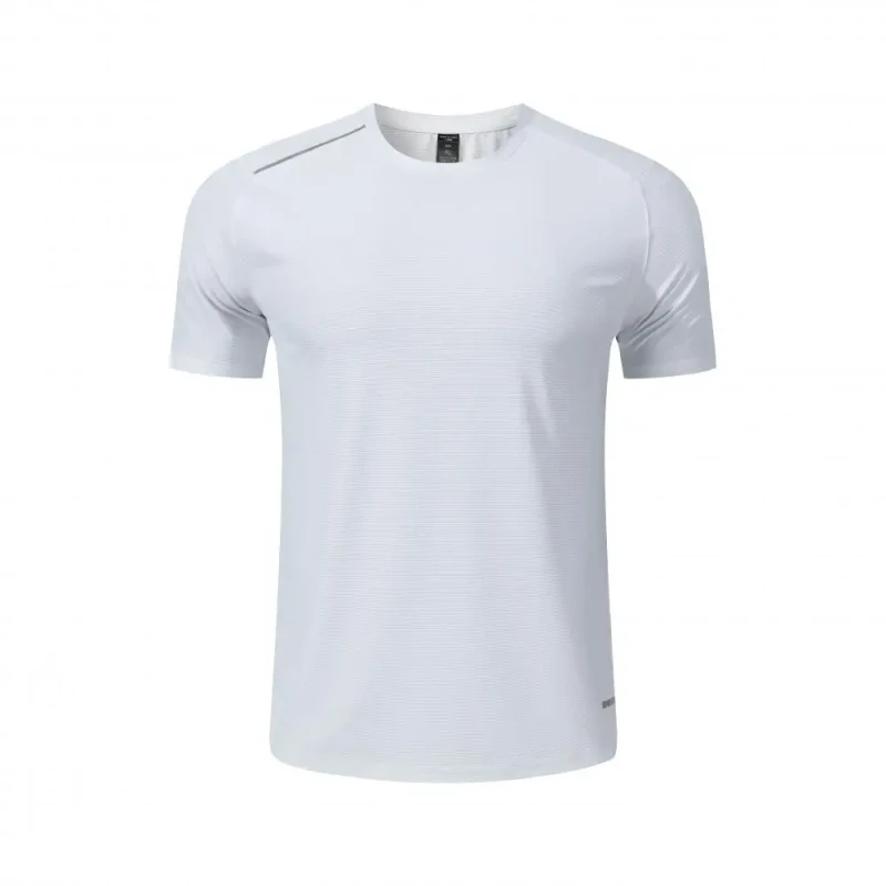 Custom-Drop-Shoulder-Breathable-Workout-Shirts-Round-Neck-Plain-White-T-Shirt-for-Men