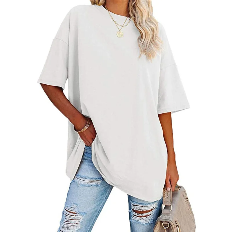 Custom-Drop-Shoulder-T-Shirt-Women-Streetwear-Dress-Plain-Womens-T-Shirts-Long-for-Loose-Oversized-T-Shirt