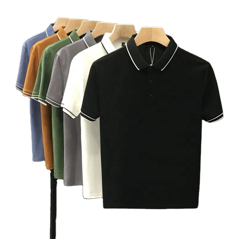 Custom-Embroidered-Mens-Heavyweight-POLO-T-Shirt-Slim-Fit-Solid-Pattern-100-Pima-Cotton-Size-5XL-for-Golf-ODM-Supply