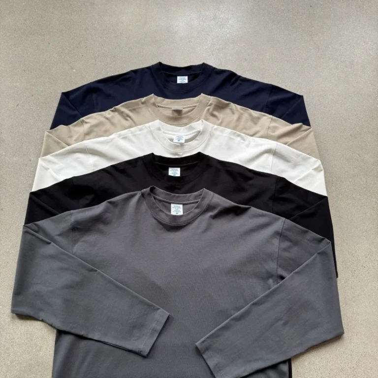 Custom-Embroidery-Mens-Long-Sleeve-T-shirt-High-Quality-270GSM-Blank-Drop-Shoulder-No-Cuff-Oversized-Plain-Shirt-for-Men