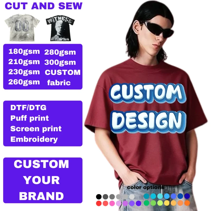 Custom-Fabric-Logo-DTF-DTG-Print-Puff-Embroidery-T-Shirt-Clothing-Brand-Manufacturer