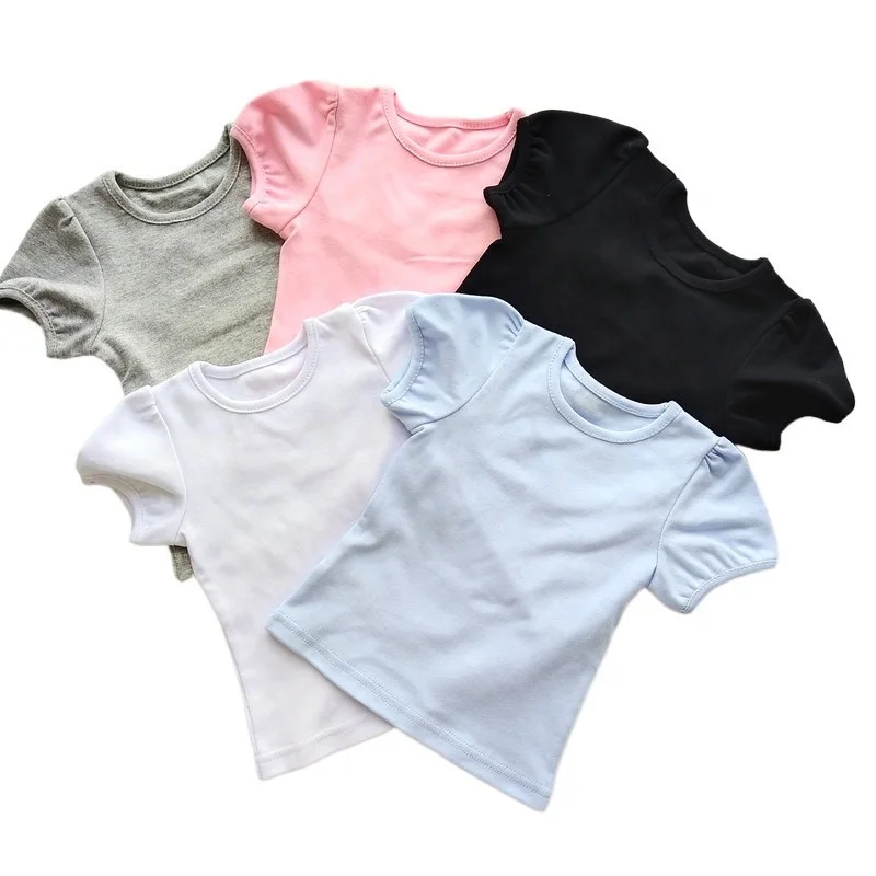 Custom-Girls-Blank-t-Shirts-Kids-Baby-Girl-Clothes-Summer-Top-Tees-Toddler-Tshirts-Puff-Sleeves-White-t-Shirts-100-Cotton