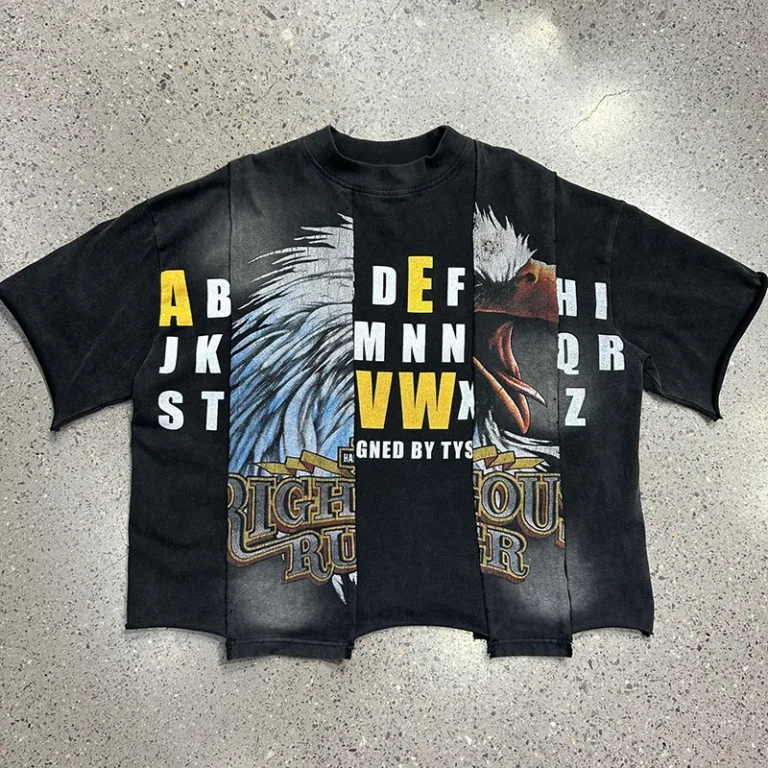 Custom-Graphic-Screen-Printing-Cotton-Oversized-Boxy-Short-Sleeve-Acid-Wash-Cropped-T-Shirt-Cut-And-Sew-Patchwork-T-Shirt