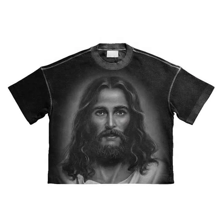 Custom-Graphic-T-Shirts-for-Men-Short-Sleeve-100-Cotton-Oversized-Fit-with-Wash-Stitching-Screen-Print