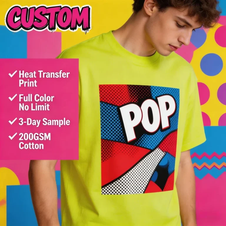 Custom-Heat-Transfer-T-Shirt-200gsm-Cotton-Oversized-Graphic-Logo