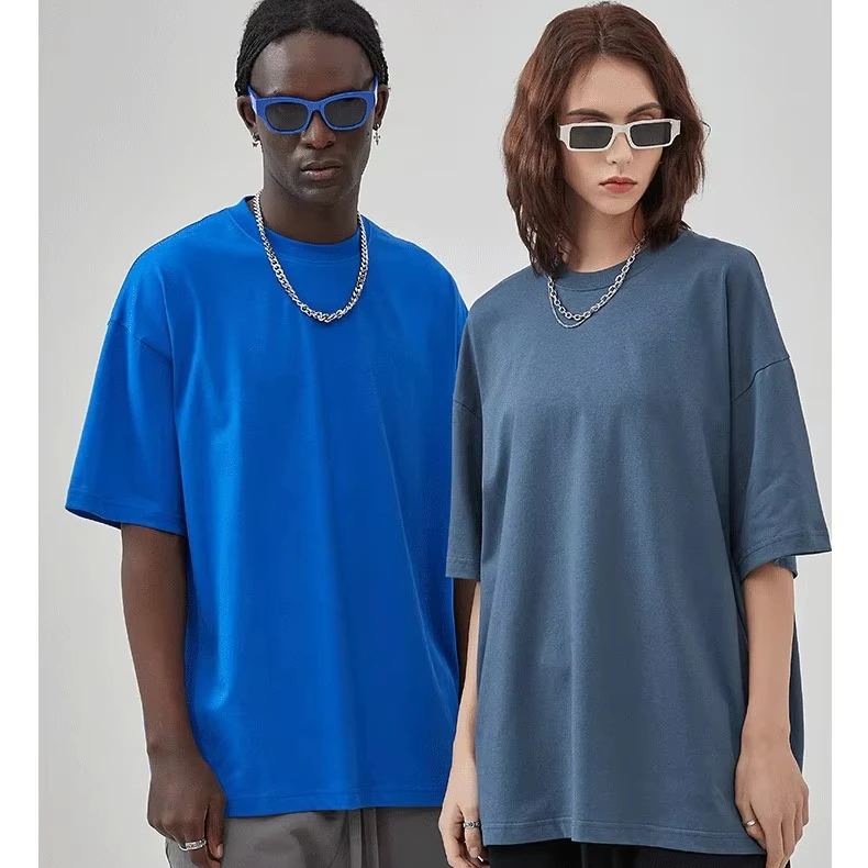 Custom-Heavy-100-Cotton-Plain-T-Shirt-Unisex-Oversized-O-Neck-230-Gsm-Knitted-Fabric-Casual-Solid-Style-Printed-Quick-Dry