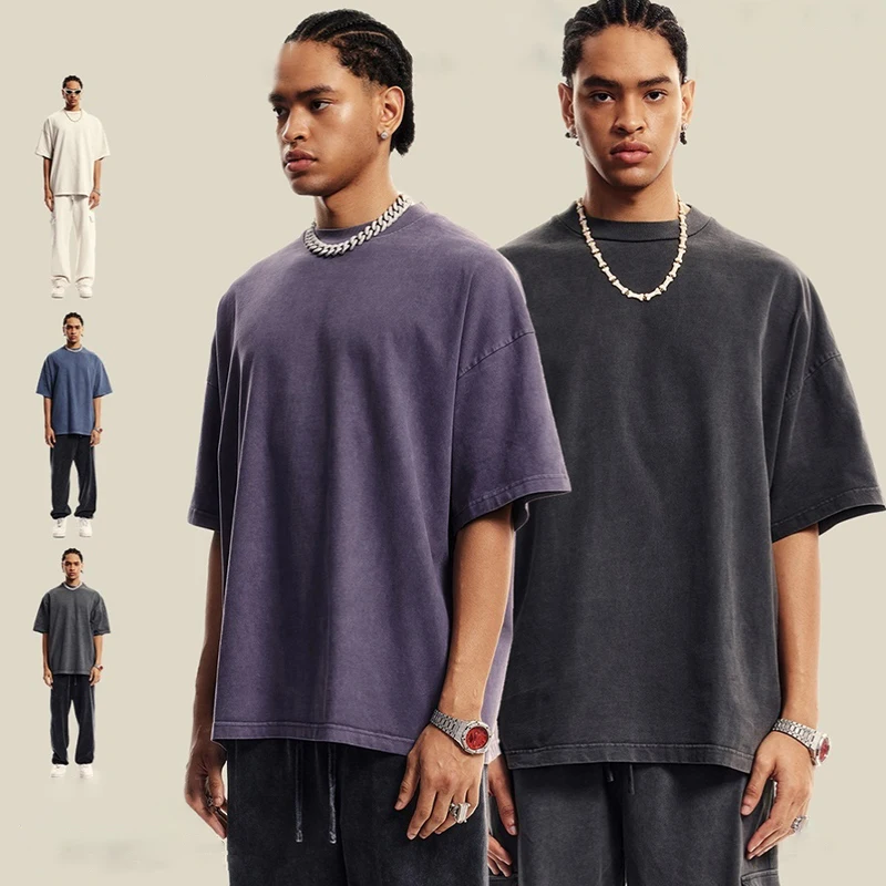 Custom-High-Quality-100-Cotton-Round-Neck-Heavyweight-T-shirt-Plain-Solid-Color-Oversize-Mens-T-shirts