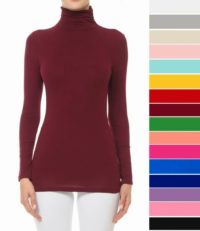 Custom-High-Quality-100cotton-Womens-Turtleneck-Long-Sleeve-t-Shirt