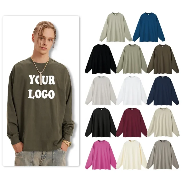 Custom-High-Quality-Men-Women-Blank-310GSM-100-Cotton-Long-Sleeve-T-Shirt-Embroidery-Printing-Design-Logo-for-Unisex