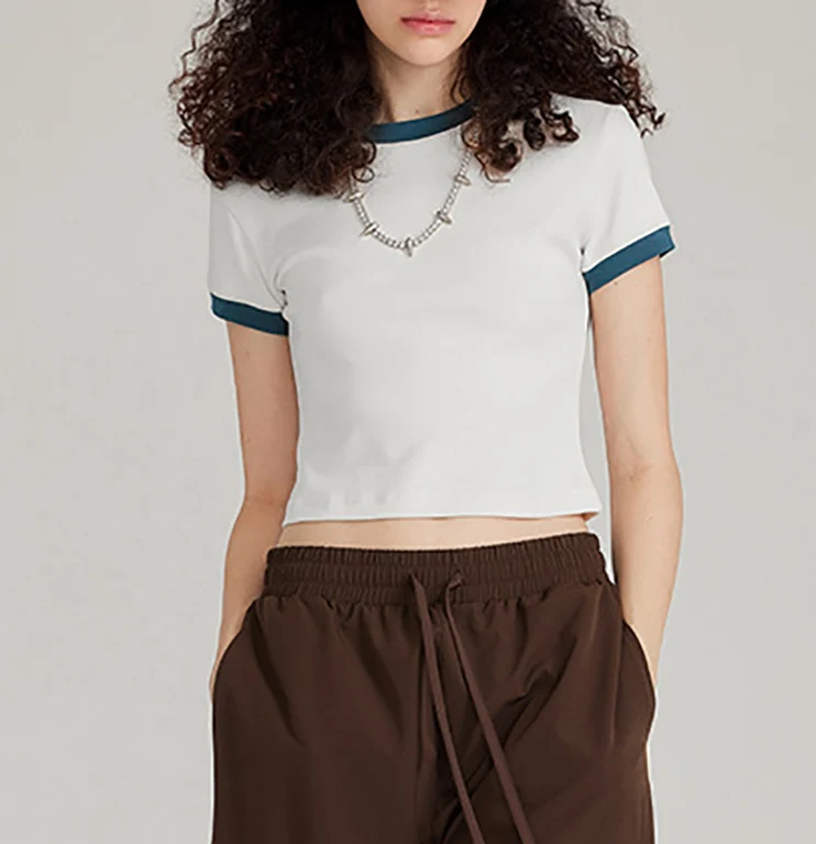 Custom-High-Quality-Womens-Streetwear-Short-Sleeve-Drop-Shoulder-Vintage-Cotton-Blank-Cropped-T-Shirt-Slim-Fit