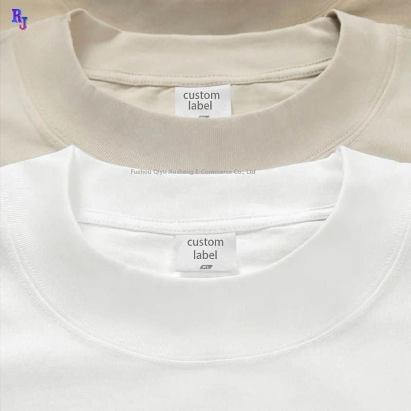 Custom-Highest-Grade-Boxy-280gsm-100-Cotton-Mock-Neck-T-Shirt-Printing-Heavy-Oversized-T-Shirt-Mens-White-Blank-Plain-T-Shirts