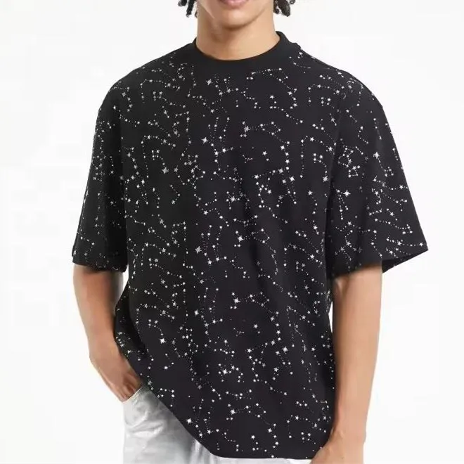 Custom-Hotfix-Rhinestone-Mens-T-Shirt-Breathable-Cotton-Short-Sleeve-Fashion-Casual-Streetwear-Summer-Tee