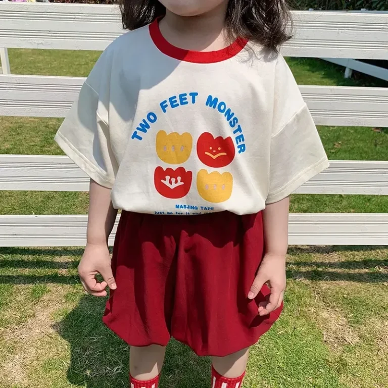 Custom-Kid-Colorful-Cartoon-Print-t-Shirt-with-Half-Sleeves-Baby-Girls-Fashion-Summer-Boutique-Top