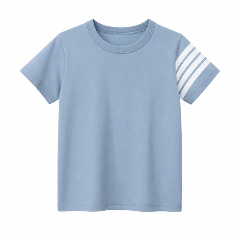 Custom-Kids-Cotton-T-Shirt-Boys-Girls-Stripe-Sleeve-Summer-Tee-Soft-Breathable-Casual-Top-OEM-ODM-Kidswear-Factory