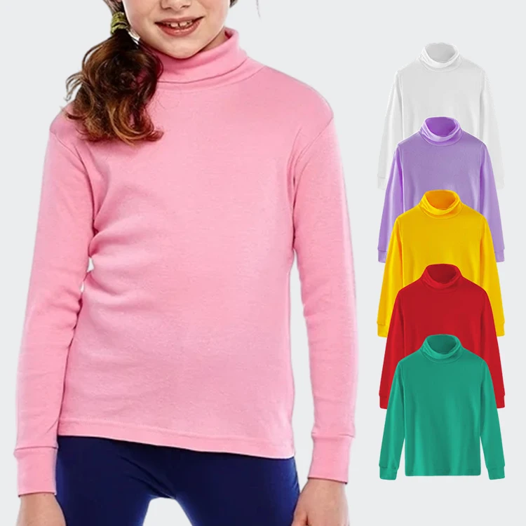 Custom-Kids-High-Neck-Tops-T-Shirts-Soft-Cotton-Spandex-Toddler-Girls-Basic-Blank-Long-Sleeve-Turtleneck-T-Shirt
