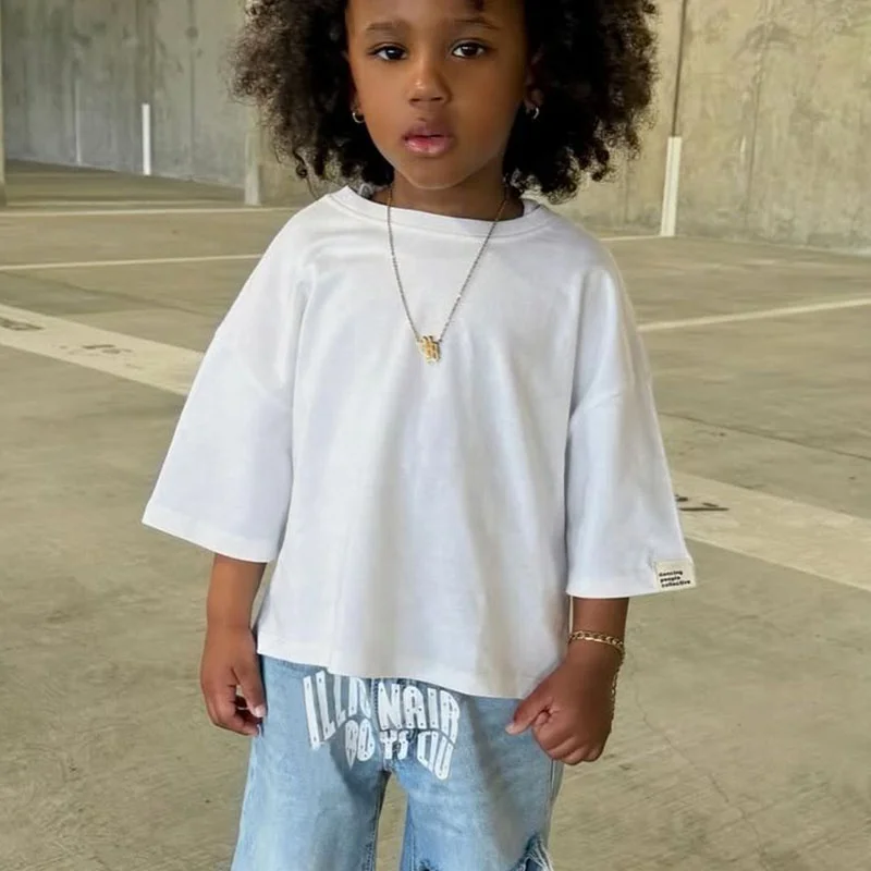 Custom-Kids-Oversized-T-Shirt-Organic-Cotton-T-Shirt-Kids-Tee-Shirts-Children-Drop-Shoulder-Blank-T-Shirt-for-Kids