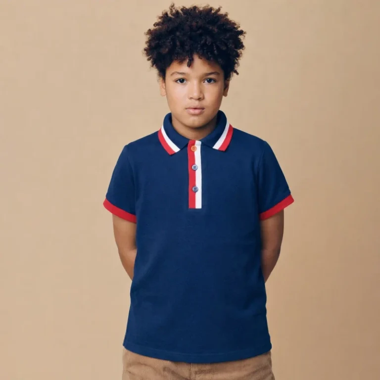 Custom-Kids-Polo-T-Shirt-Cotton-Spandex-Pique-Boys-Short-Sleeve-School-Uniform-Contrast-Collar-OEM-ODM-Children-Clothing