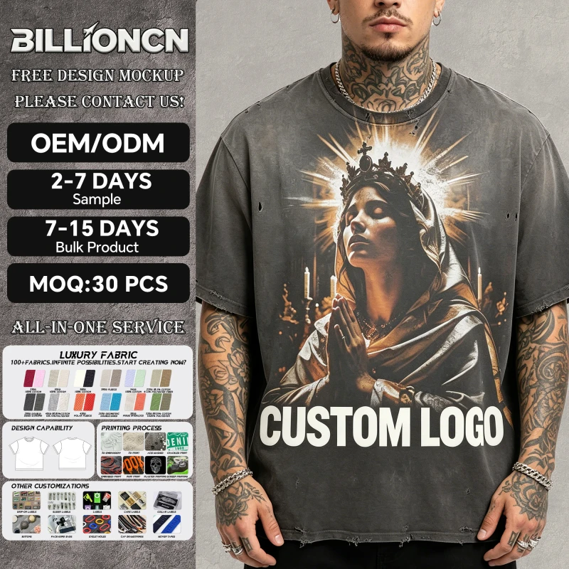 Custom-LOGO-100-Cotton-DTG-Heat-Transfer-Printed-Streetwear-Disstress-Short-Sleeve-T-Shirts-Supplier-Men-Clothes