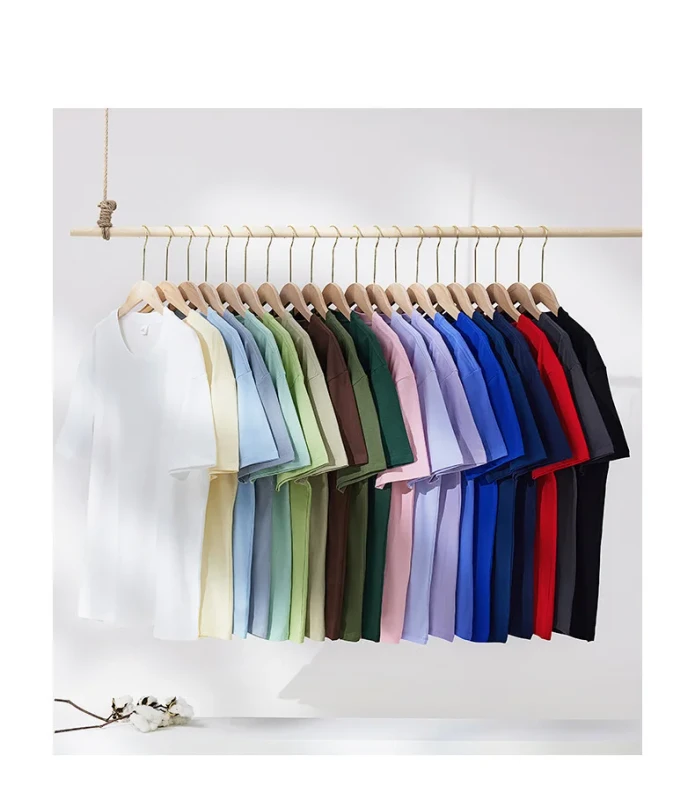 Custom-LOGO-Cotton-T-Shirt-Plain-Summer-Short-Sleeve-Casual-230gsm-Heavy-Cotton-Streetwear-Tees